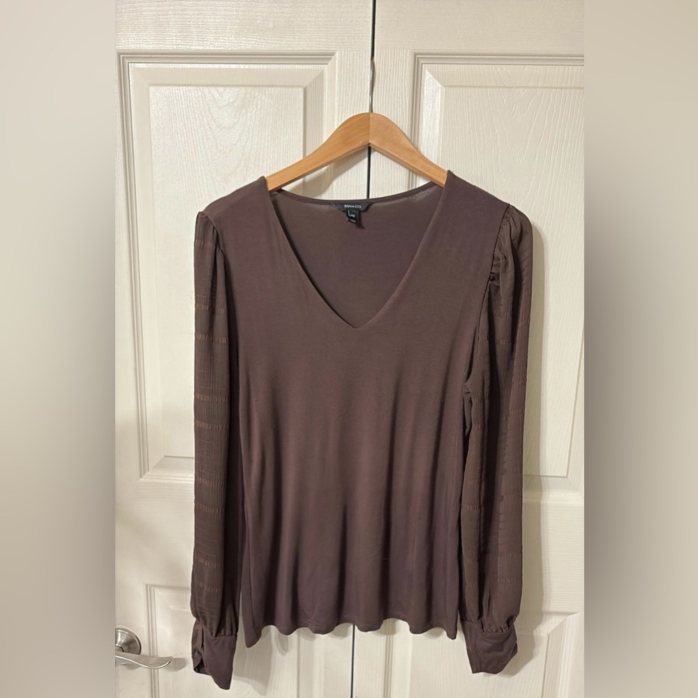 Elegant V-Neck Brown Top